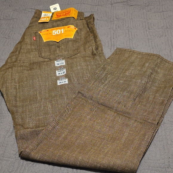 Levi's Men's 501 Straight Fit Jeans - Brown - Picture 3 of 11